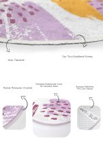 - RealHomes - Realhomes  Renkli Fırça Darbeleri Özel Tasarım 2'li Oval Kaymaz Tabanlı Banyo & Mutfak Paspas Takımı Realhomes