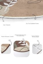 - RealHomes - Realhomes  Kahverengi Bohem Çizimli Özel Tasarım 2'li Oval Kaymaz Tabanlı Banyo & Mutfak Paspas Takımı Realhomes