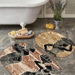 Realhomes Özel Tasarım Dijital Baskılı 2'li Oval Banyo Paspas Takımı & Mutfak Paspas Seti Realhomes