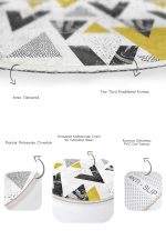 - RealHomes - Realhomes  Mermer Desenli Geometrik Üçgen 2'li Oval Banyo Paspas Seti & Mutfak Halısı Paspas Seti Realhomes