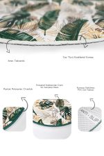 - RealHomes - Realhomes  Tropik Yaprak Gold Detaylı 2'li Oval Kaymaz Tabanlı Banyo Halısı Seti & Mutfak Paspas Takımı Realhomes