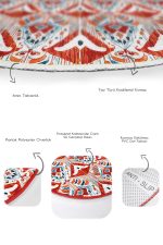 - RealHomes - Realhomes  Kırmızı Suluboya Motifli 2'li Oval Kaymaz Tabanlı Mutfak Paspas Seti & Banyo Halı Takımı Realhomes