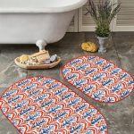 Siyah Ekose Motifli Limon Temalı 2'li Oval Kaymaz Tabanlı Banyo Paspas Takımı & Mutfak Paspas Seti Realhomes