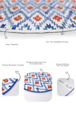 - RealHomes - Realhomes  Mavi Suluboya Zigzag Motifli 2'li Oval Kaymaz Tabanlı Mutfak Paspas Seti & Banyo Paspas Takımı Realhomes