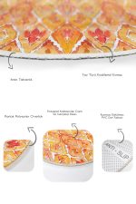 - RealHomes - Realhomes  Turuncu Ebru Sanatı Desenli 2'li Oval Kaymaz Tabanlı Banyo Halı Takımı & Klozet Paspas Seti Realhomes