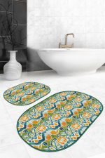 - RealHomes - Realhomes  Realhomes Özel Tasarım Dijital Baskılı 2'li Oval Banyo Paspas Takımı & Mutfak Paspas Seti Realhomes
