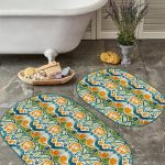 Kahverengi Etnik Afrika Kadın Tasarımlı 2'li Oval Kaymaz Tabanlı Banyo & Mutfak Paspas Takımı Realhomes