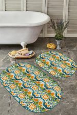 - RealHomes - Realhomes  Realhomes Özel Tasarım Dijital Baskılı 2'li Oval Banyo Paspas Takımı & Mutfak Paspas Seti Realhomes