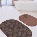 Gri Siyah Mermer Desenli 2'li Oval Kaymaz Tabanlı Mutfak Paspas Seti & Mutfak Halı Takımı Realhomes