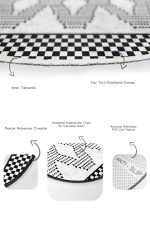 - RealHomes - Realhomes  Siyah Beyaz İskandinav Motifli 2'li Oval Kaymaz Tabanlı Klozet Paspas Takımı & Banyo Halı Seti Realhomes