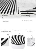 - RealHomes - Realhomes Siyah Beyaz Çizgili Desen 2'li Oval Kaymaz Tabanlı Banyo Paspas Takımı & Mutfak Paspas Seti Realhomes