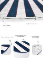 - RealHomes - Realhomes  Lacivert Geometrik Çizim Düz Çizgili 2'li Oval Banyo Paspas Takımı & Mutfak Paspas Takımı Realhomes