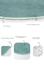 - RealHomes - Realhomes  Düz Renk Zeminli Çiçek Detaylı 2'li Oval Kaymaz Tabanlı Paspas Takımı & Mutfak Paspas Seti Realhomes