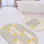 Kabak Eskitme Motifli Dijital Baskılı 2'li Oval Kaymaz Tabanlı Banyo & Mutfak Paspas Takımı Realhomes