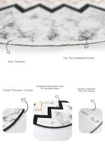 - RealHomes - Realhomes Mermer Zemin Zigzag Motifli 2'li Oval Kaymaz Tabanlı Banyo Paspas Takımı & Mutfak Paspas Seti Realhomes