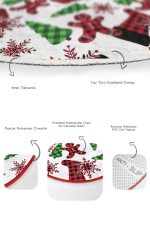 - RealHomes - Realhomes  Yılbaşı Ekose Çorap Tasarımlı 2'li Oval Kaymaz Tabanlı Mutfak Paspas Takımı & Banyo Paspas Seti Realhomes