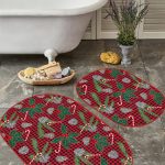 Soft Renkli Hello Beatiful Temalı 2'li Oval Kaymaz Tabanlı Banyo & Mutfak Paspas Takımı Realhomes