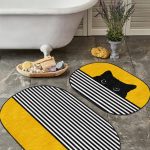 Gri Zemin Yılbaşı Temalı Hediye Paketleri 2'li Oval Kaymaz Tabanlı Banyo & Mutfak Paspas Takımı Realhomes