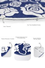 - RealHomes - Realhomes  Lacivert Beyaz Gül Tasarımlı 2'li Oval Kaymaz Tabanlı Mutfak Paspası Takımı & Banyo Paspas Seti Realhomes