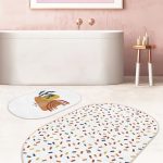 Beyaz Zemin Love Temalı Kalp Motifli 2'li Oval Kaymaz Tabanlı Banyo & Mutfak Paspas Takımı Realhomes