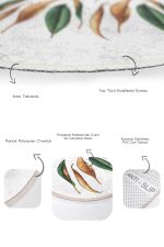 - RealHomes - Realhomes  3D Tropik Yaprak Motifli 2'li Oval Kaymaz Tabanlı Banyo Paspas Seti & Mutfak Paspas Takımı Realhomes