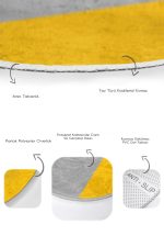 - RealHomes - Realhomes  Sarı Gri Bisikletli Adam 2'li Oval Kaymaz Tabanlı Banyo Paspas Seti & Mutfak Paspas Takımı Realhomes