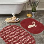 Renkli Çiçek Tasarımlı Dijital Baskılı 2'li Oval Kaymaz Tabanlı Banyo & Mutfak Paspas Takımı Realhomes