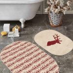 Pudra Zemin Çiçek Tasarımlı Dijital Baskılı 2'li Oval Kaymaz Tabanlı Banyo & Mutfak Paspas Takımı Realhomes