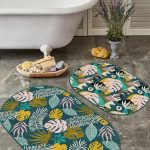 Gri Siyah Mermer Desenli 2'li Oval Kaymaz Tabanlı Mutfak Paspas Seti & Mutfak Halı Takımı Realhomes