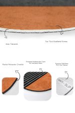 - RealHomes - Realhomes  Turuncu Çizgili Kedi Motifli 2'li Oval Kaymaz Tabanlı Banyo Mutfak Paspas Takımlı Klozet Seti Realhomes