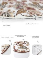 - RealHomes - Realhomes  Soft Tropik Yaprak Motifli 2'li Oval Kaymaz Tabanlı Banyo Paspas Takımı & Mutfak Halı Seti Realhomes