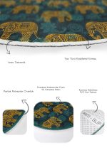 - RealHomes - Realhomes  Etnik Fil Tasarımlı Özel Tasarım 2'li Oval Kaymaz Tabanlı Banyo Paspas Seti & Klozet Paspas Takımı Realhomes