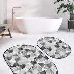 Yeşil Yapraklar Limon Desenli Özel Tasarım 2'li Oval Kaymaz Tabanlı Banyo & Mutfak Paspas Takımı Realhomes