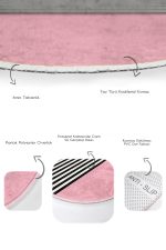 - RealHomes - Realhomes  Pembe Zemin Çizgili Kedi Özel Tasarım 2'li Oval Banyo Paspas Takımı & Mutfak Paspas Seti Realhomes