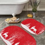 Krem Zeminli Çizgili Özel Tasarım 2'li Oval Kaymaz Tabanlı Banyo & Mutfak Paspas Takımı Realhomes