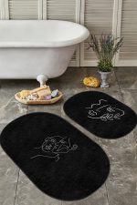 Onedraw Kadın Figürlü 2'li Oval Kaymaz Tabanlı Banyo Paspas Seti & Mutfak Paspas Takımı Realhomes