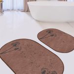 Kırmızı Zeminli Geyik Motifli Yılbaşı Temalı 2'li Oval Kaymaz Tabanlı Banyo & Mutfak Paspas Takımı Realhomes