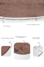 - RealHomes - Realhomes  Kahverengi Zemin Karahindiba Motifli 2'li Oval Banyo Paspas Seti & Klozet Paspas Takımı9 Realhomes