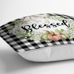 - RealHomes Dijital Baskılı Modern Yastık Kırlent Kılıfı - Realhomes Siyah Beyaz Ekose Motifli Kabak Temalı Modern Yastık Kırlent Kılıfı Realhomes