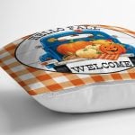 - RealHomes Dijital Baskılı Modern Yastık Kırlent Kılıfı - Realhomes Turuncu Ekose Wolcome Temalı Dekoratif Yastık Kırlent Kılıfı Realhomes