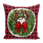 - RealHomes Dijital Baskılı Modern Yastık Kırlent Kılıfı - Realhomes Kırmızı Ekose Yılbaşı Desen Joy Motifli Modern Yastık Kırlent Kılıfı Realhomes