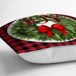 - RealHomes Dijital Baskılı Modern Yastık Kırlent Kılıfı - Realhomes Kırmızı Ekose Yılbaşı Desen Joy Motifli Modern Yastık Kırlent Kılıfı Realhomes