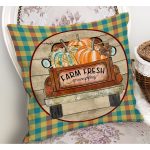 - RealHomes Dijital Baskılı Modern Yastık Kırlent Kılıfı - Realhomes Farm Fresh Ekose Motifli Kabak Temalı Modern Yastık Kırlent Kılıfı Realhomes
