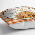 - RealHomes Dijital Baskılı Modern Yastık Kırlent Kılıfı - Realhomes Turuncu Ekose Tasarımlı Kabak Motifli Modern Yastık Kırlent Kılıfı Realhomes