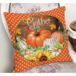 Kabak Temalı Turuncu Puantiye Tasarımlı Modern Yastık Kırlent Kılıfı Realhomes