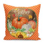 Kabak Temalı Turuncu Puantiye Tasarımlı Modern Yastık Kırlent Kılıfı Realhomes