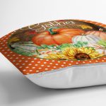 Kabak Temalı Turuncu Puantiye Tasarımlı Modern Yastık Kırlent Kılıfı Realhomes