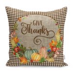 - RealHomes Dijital Baskılı Modern Yastık Kırlent Kılıfı - Realhomes Kabak Tasarımlı Kahve Ekose Motifli Modern Yastık Kırlent Kılıfı Realhomes