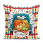 - RealHomes Dijital Baskılı Modern Yastık Kırlent Kılıfı - Realhomes Renkli Ekose Özel Tasarım Kabak Motifli Modern Yastık Kırlent Kılıfı Realhomes