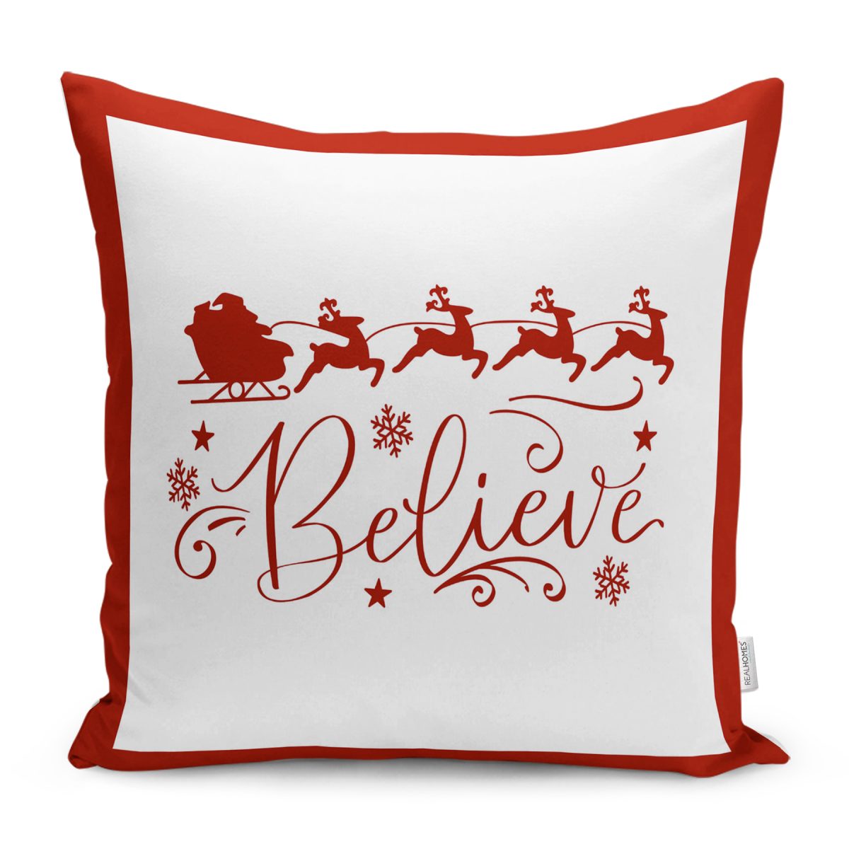 Believe Temalı Noel Baba ve Geyikleri Özel Tasarım Modern Yastık Kırlent Kılıfı Realhomes